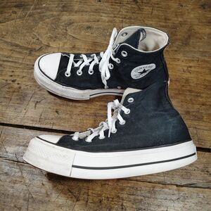 Converse Womens Sz 9.5 Chuck Taylor Sneakers High Top Black Lace Up Platform